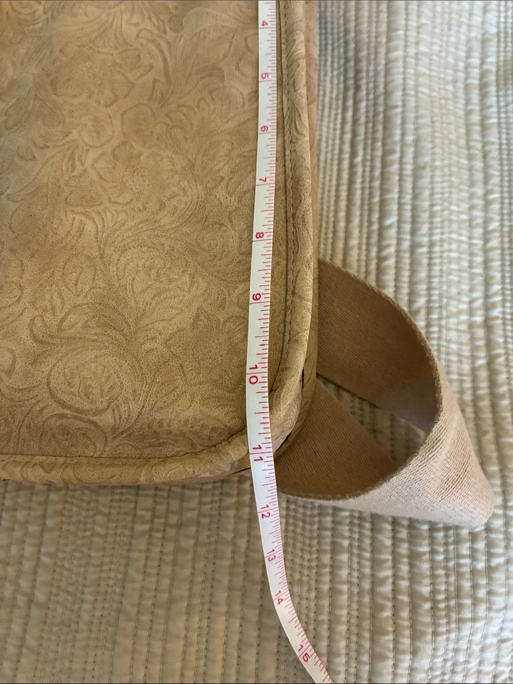 Wonderly Beige Floral-Embossed Crossbody Bag